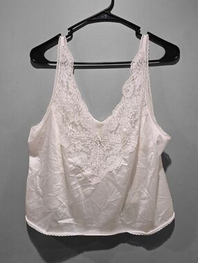 Vintage Adonna White Lace Trim Satin Camisole Size 42